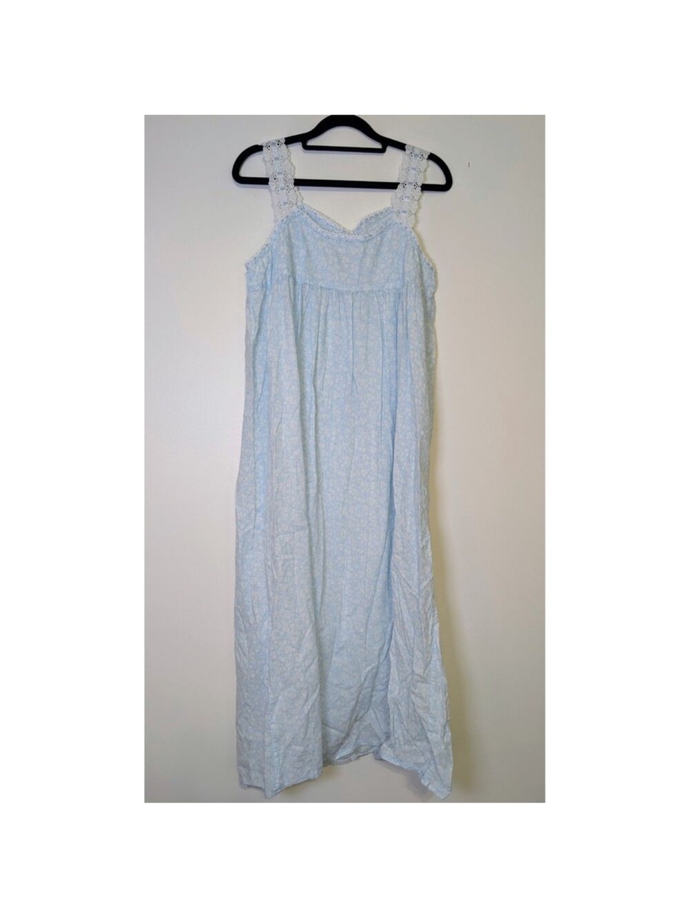 Eileen West Light Blue Floral Lace-Trim Nightgown - Picture 2 of 9